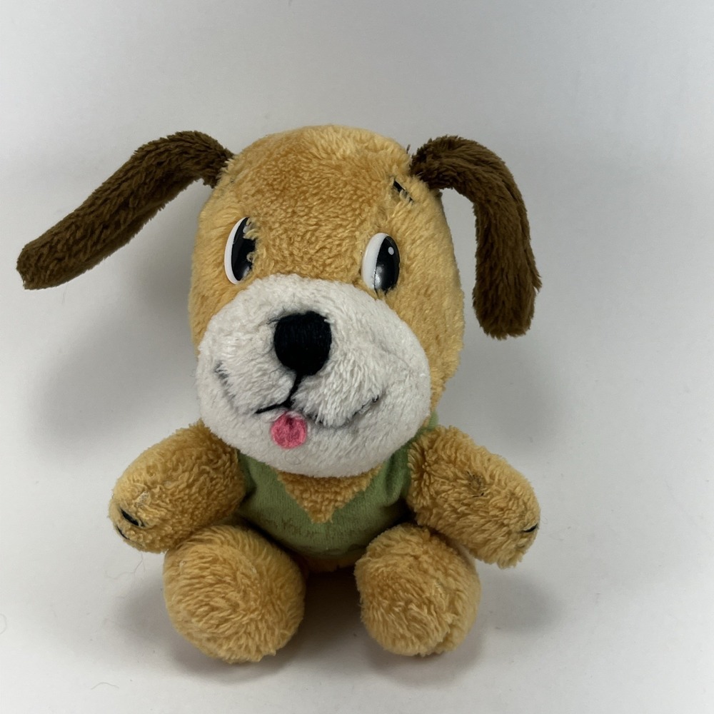 Dakin I'm Your Little Rascal Puppy Plush Dog Tan Brown Green Shirt Vintage 1977 - Picture 2 of 10